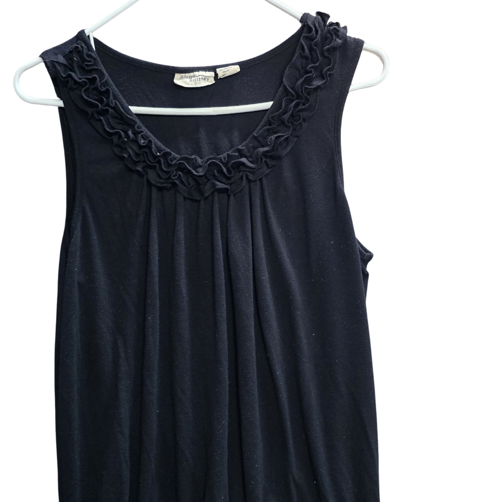 Allison Brittney Black Ruffle Neck Blouse
